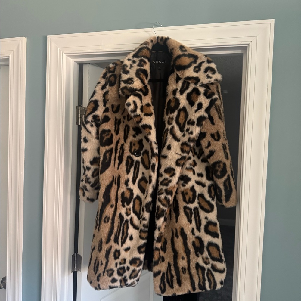 Women's Leopard Print Faux Fur Coat